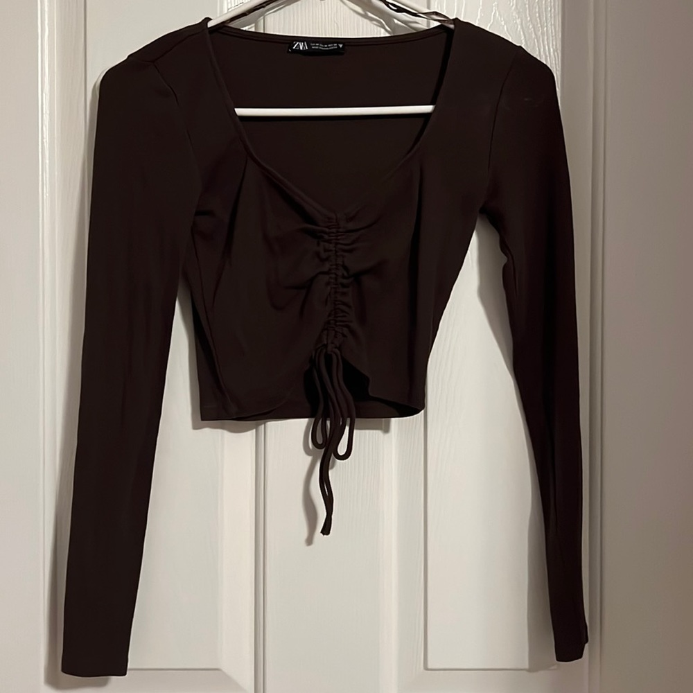 Zara long sleeve crop top